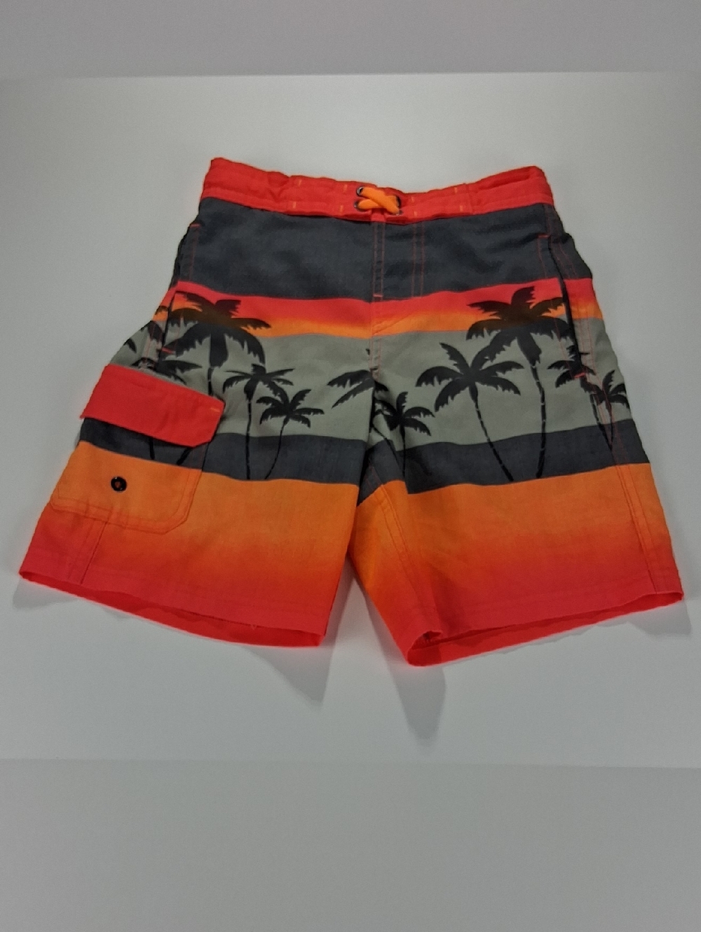 Boys Wonder Nation Swimming Trunks Size Medium (8) Sunset Palm - Red/Orange